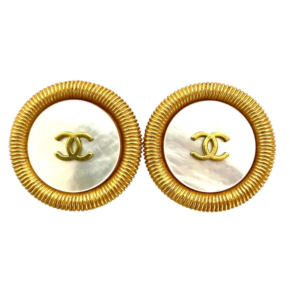 CHANEL Vintage Gold Logo Earrings